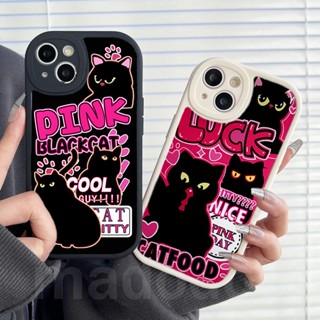 Cute Casing For iPhone 15 14 13 12 Mini 11 Pro Xs max 6 6S 7 8 Plus X XR 11promax 12promax 13promax ins Sweet cool Black Pink Cartoon Cat Full Fine Hole Shockproof Soft Phone Case Cover XPN 65