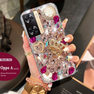 เคส case OPPO A78 5G A77s A17 A17K A57 2022 A78 5G A96 A76 A95 A55 A95 A74 5G A54โทรศัพท์มือถือ ลายมงกุฎราชินี 3D ประดับมุก พลอยเทียม ระยิบระยับ แวววาว หรูหรา สําหรับ