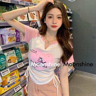 Moon  เสื้อครอป เสื้อแฟชั่นผู้หญิง y2k สีพื้น สําหรับผู้หญิง ใส่ไปคลับ ปาร์ตี้ 2023 NEWmay2003 ทันสมัย รุ่นใหม่ Stylish สวย A29J1AT 36Z230909