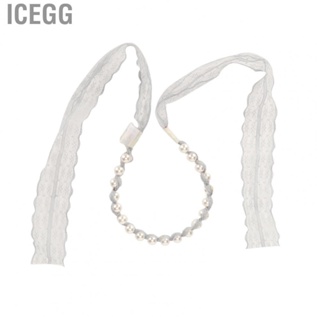 Icegg Luminous Headpiece   Adjustable Light Up Hair Hoop Artificial Pearls Warm Light Elegant  for Halloween for Female