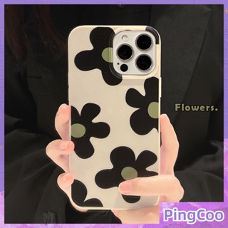 สำหรับ iPhone 11 เคสไอโฟนสีขาวเคลือบเงา TPU เคสนิ่มกันกระแทกป้องกันกล้อง Simple Black ดอกไม้เล็กๆ ใช้ได้กับ iPhone 14 13 Pro max 12 Pro Max xr xs max 7 8Plus