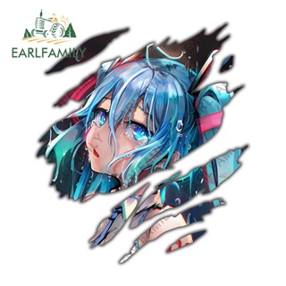 Earlfamily สติกเกอร์ ลายกราฟฟิตี้ Hatsune Miku Tears Hololive กันน้ํา ขนาด 13 ซม. X 8.3 ซม. สําหรับตกแต่งหน้าต่างรถยนต์