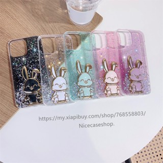 พร้อมส่ง ใหม่ เคสโทรศัพท์มือถือ ซิลิโคนนิ่ม ปิดด้านหลัง ลายดาว ประดับเลื่อม กระต่ายน่ารัก พร้อมขาตั้ง สําหรับ Realme C53 C55 NFC 2023 C53