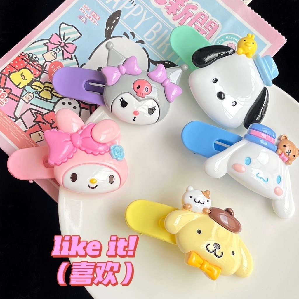 กิ๊บติดผม ลายการ์ตูน Sanrio ขนาดใหญ่ สไตล์ญี่ปุ่น สําหรับผู้หญิง