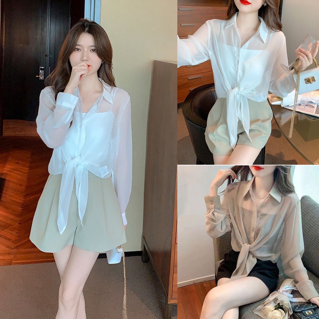 anna W215 เสื้อคลุมผู้หญิง บางเบา กันแดดแขนยาวใส่สบาย ไม่ร้อน ผ้าชีฟองเนื้อดี ฟรีไซส์