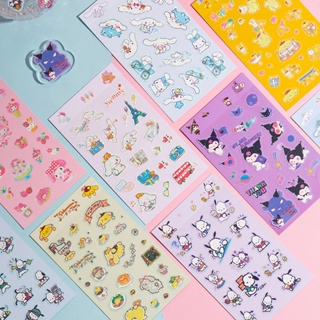 สติกเกอร์เลเซอร์ ลายการ์ตูน Sanrio Melody Kuromi Cinnamoroll Pom Pom Purin Pochacco Guka น่ารัก สําหรับติดตกแต่ง (0.78)