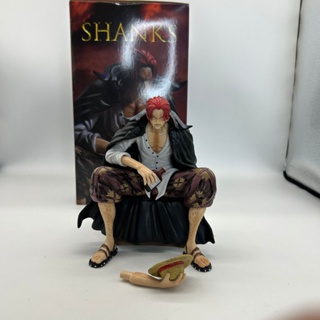 [โปรโมชั่น] โมเดลฟิกเกอร์ One Piece gk Sitting Posture Red-Haired Four Emperors Shanks Interchangeable Hand BT สําหรับตกแต่ง JXT1