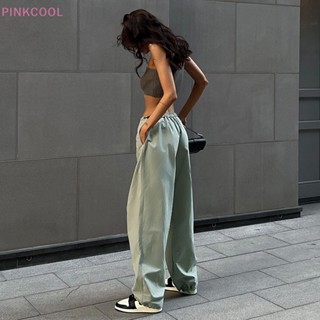 Pinkcool Y2k กางเกงคาร์โก้ ขายาว เอวสูง ทรงหลวม แบบผูกเชือก แฟชั่นฤดูใบไม้ผลิ สําหรับสตรี 2023