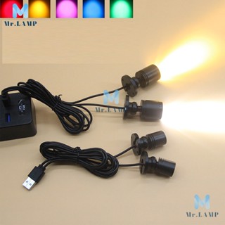 ไฟ LED 2 in1 USB 5V ไฟสปอตไลท์ 3W พื้นผิวตู้โชว์ เคาน์เตอร์เครื่องประดับ โคมไฟเพดาน มุมหมุนได้ ไฟสปอตไลท์ ขนาดเล็ก พร้อมเครื่องพิมพ์