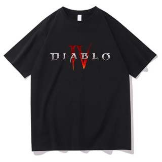 เสื้อยืดแขนสั้น คอกลม ผ้าฝ้าย พิมพ์ลาย Diablo 4 Diablo 4 แฟชั่นฤดูร้อน สําหรับผู้ชาย และผู้หญิง 2023