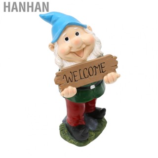 Hanhan Welcome Gnome Statue  Lovely Vivid Details Exquisite Gnome Decor Resin  for Fences for Walkways