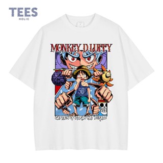 เสื้อยืด พิมพ์ลายกราฟิกการ์ตูนอนิเมะ One Piece Lufffy สไตล์ฮาราจูกุ เรโทร สําหรับผู้ชาย