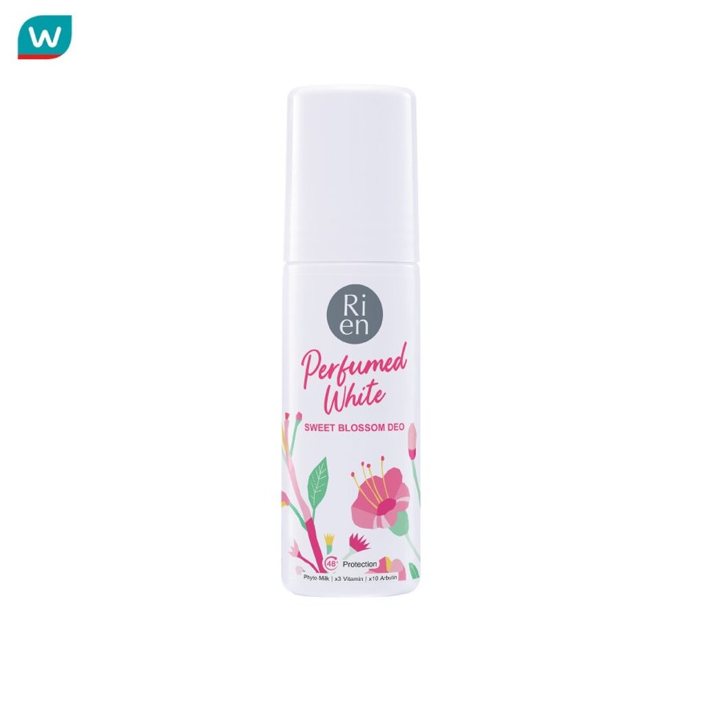 Ri en ริเอ็น ดีโอ เพอร์ฟูม ไวท์ สวีท บลอสซั่ม โรลออน 60ml ลดเหงื่อ ระงับกลิ่นกาย