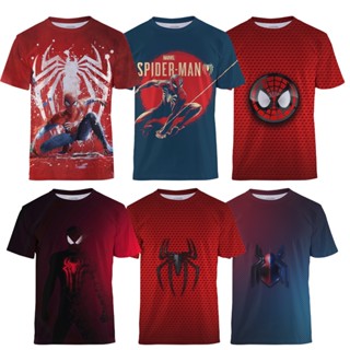 ใหม่ เสื้อยืด เสื้อครอป แขนสั้น พิมพ์ลายสไปเดอร์แมน 3D ลําลอง สตรีทแฟชั่น สําหรับผู้ชาย ผู้หญิง
