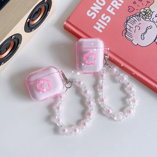 เคสหูฟังซิลิโคน ลายดอกไม้ พร้อมสายโซ่คล้อง หรูหรา สําหรับ AirPods Pro 2 3 Pro 3 2