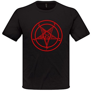 เสื้อยืด พิมพ์ลายสัญลักษณ์ Baphomet Satanic church goth unholy demonic goat