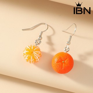 Ibn-1 คู่ สีสันสดใส ต่างหูห้อย น่ารัก ผลไม้ ส้ม ตะขอต่างหู เครื่องประดับ