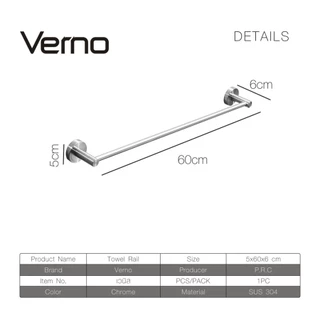 VERNO Official Shop-Verno ราวพาดผ้าเดี่ยวสแตนเลส 304 รุ่น เวนิส DFXWY-901-SL ยาว 60 ซม. ***ของแท้รับประกันคุณภาพ