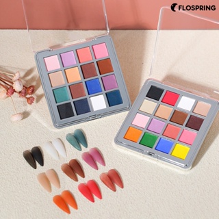 Flospring ผงกลิตเตอร์ เนื้อแมตต์ ไล่โทนสี 16 สี สําหรับตกแต่งเล็บ DIY 1 กล่อง