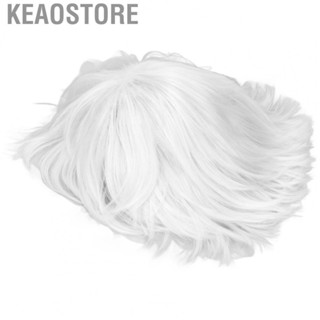 Keaostore Short Synthetic Wig  White Men Wig Natural Look Fashionable for Halloween Party Daily Life