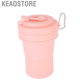 Keaostore Collapsible Coffee Cups  Light Pink 550ml High  Leakproof Silicone Cup Lid Portable for Office