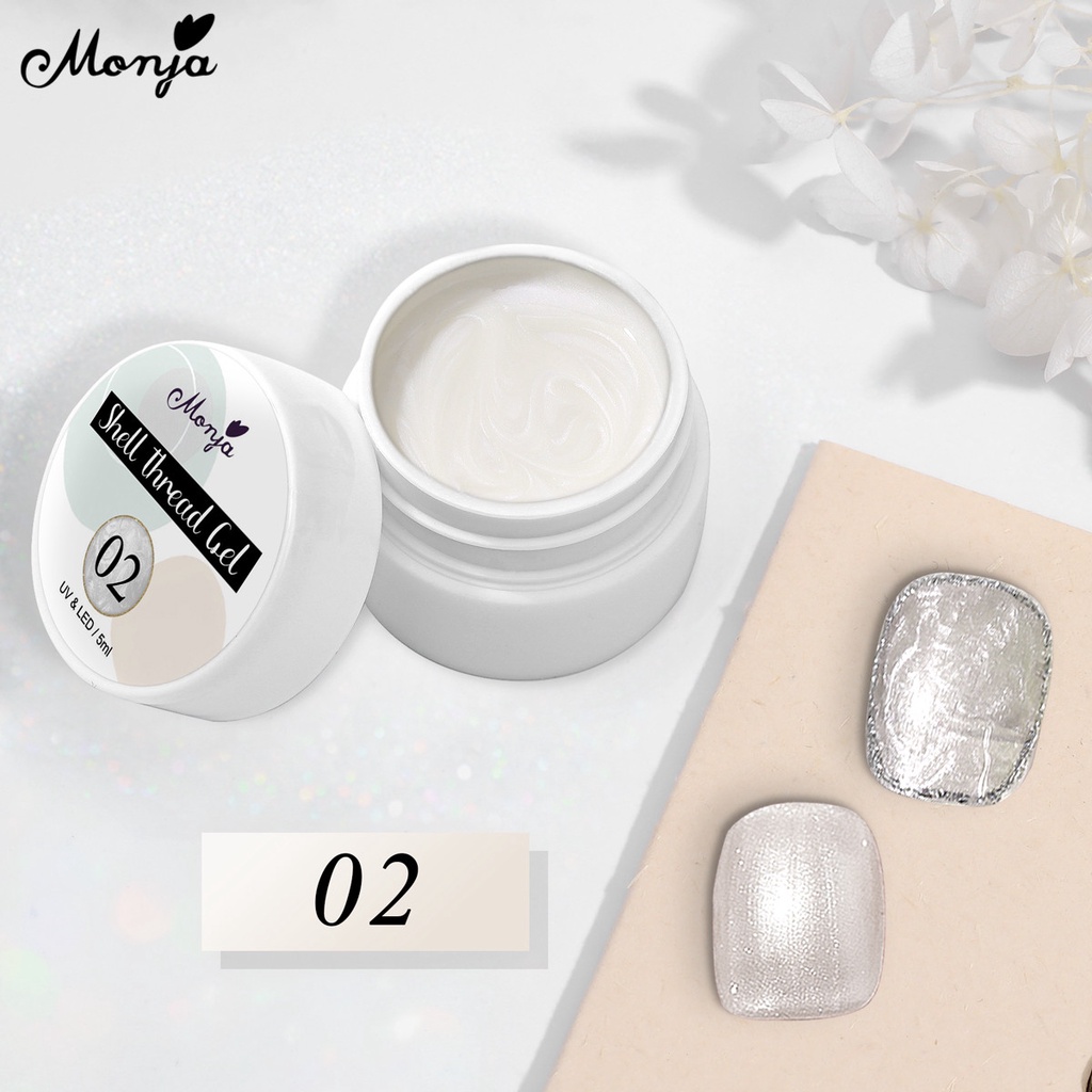 Monja 5ml 8 สีเล็บ Solid Pearl Shell เกลียวเจล Polish Glitter Pearly กึ่งถาวรเล็บ UV เจลเคลือบเงา DIY เล็บเครื่องมือ