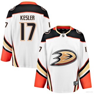 เสื้อกีฬาแขนยาว ลาย HQ1 NHL Anaheim Ducks Kesler Away Jersey สีขาว พลัสไซซ์ QH1