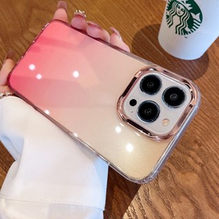 เคสโทรศัพท์มือถือซิลิโคน TPU ใส กันกระแทก ลายกลิตเตอร์ ไล่โทนสี หรูหรา สําหรับ iPhone 11 12 13 14 Pro max 12 13 MINI 14 plus