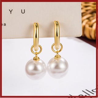 Ins Style Elegant Shell Pearl Minimalism ต่างหูแบบหนีบ U1845