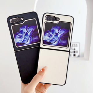 เคสโทรศัพท์หนัง PU ฝาพับ กันกระแทก สีพื้น แฟชั่น สําหรับ Samsung Z Flip 5 Flip 4 Flip 3