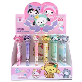 6 ชิ้น / ล็อต Sanrio Cinnamoroll Mymelody Kuromi Pochacco Pompom Purin อะคริลิคกดปากกาการ์ตูนลบได้ปากกาหมึกสีฟ้าปากกาเจลวิเศษโรงเรียนสํานักงานเขียนจัดหาของขวัญวันเกิด