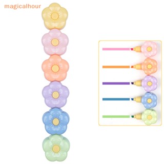 Magicalhour^^ ปากกามาร์กเกอร์เรืองแสง ลายดอกไม้น่ารัก 5 สี สําหรับเครื่องเขียน โรงเรียน