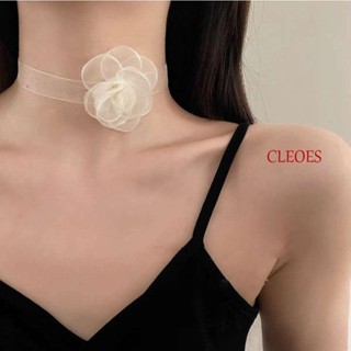 CLEOES สร้อยคอโชคเกอร์ สายโซ่ โลหะผสม ลายดอกไม้ สวยหรู สําหรับผู้หญิง