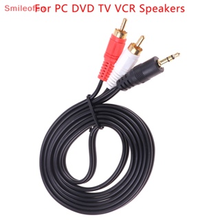 [Smileofen] ใหม่ แจ็ค Aux เป็น RCA 2 สายเสียงวิดีโอ 2RCA 3.5 มม. สําหรับลําโพง PC DVD TV VCR