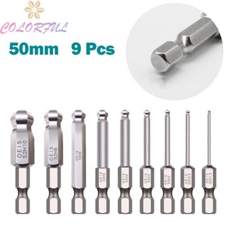 【COLORFUL】Premium-Quality 9-Piece Magnetic Hexagon Screwdriver Bits Set with Ball Head