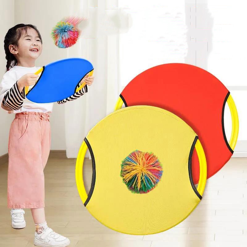 โยนลูกบอลตลก ของเล่นเด็ก แร็กเก็ต จับลูกบอล กลางแจ้ง เกมตลก ของเล่นเด็ก ผู้ปกครอง เด็ก โต้ตอบง่าย เกมกีฬากลางแจ้ง