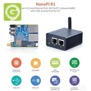 เราเตอร์เครือข่าย IOT พอร์ตคู่ NanoPi R1 Allwinner H3 Quad-Core 4XCortex-A7 1GB RAM+8GB EMMC รองรับแหล่งเปิด