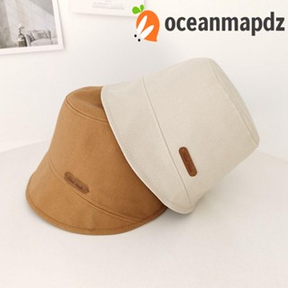 OCEANMAPDZ หมวกบักเก็ตลําลอง ผ้าฝ้าย ป้องกันแดด พิมพ์ลายตัวอักษร สไตล์เกาหลี สําหรับผู้หญิง