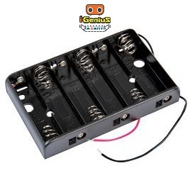 DIY กระบะถ่าน รางถ่าน AA x 6 สำหรับใส่ถ่าน Serial Battery Holder AA x 6 ลังถ่าน หุ่นยนต์ DIY Coding Programming Robot