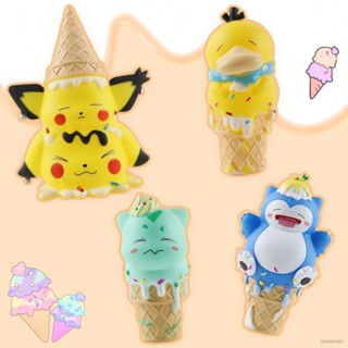 Si ตุ๊กตาฟิกเกอร์ Pokemon Melting Ice Cream Pikachu Bulbasaur Psyduck ของเล่นสําหรับเด็ก