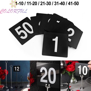 【COLORFUL】Table Number Signs For Restaurants Number Card Table Signs 1-50 4\ 10 Pcs