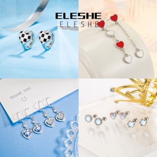 Eleshe Jewelry Moissanite ต่างหูสตั๊ด เงิน 925 รูปหัวใจ ประดับเพชร เครื่องประดับ สําหรับผู้หญิง M053