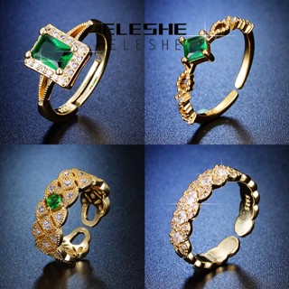 Eleshe Jewelry Moissanite แหวนเงิน 925 สีทอง เรียบง่าย เครื่องประดับ สําหรับผู้หญิง M073