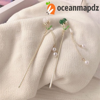 OCEANMAPDZ กิ๊บติดผม ประดับลูกปัด ลายดอกไม้ สไตล์จีนโบราณ สําหรับเด็กผู้หญิง