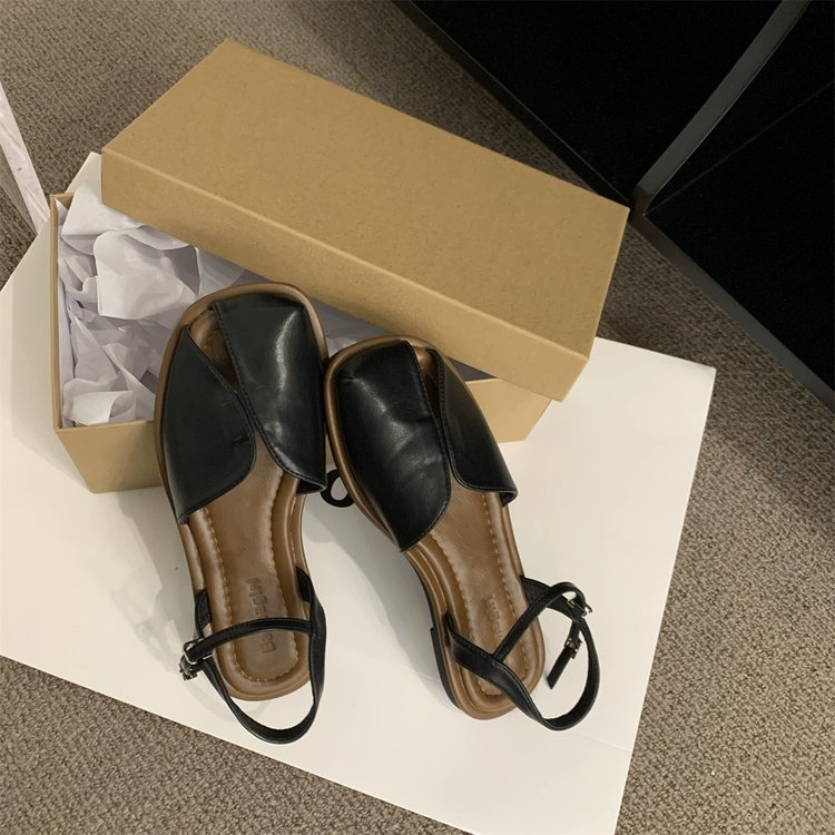 รองเท้าแตะ ส้นแบน แต่งสายรัดข้อเท้า แต่งรูกลวง แฟชั่นสําหรับผู้หญิง - รูปที่ 3