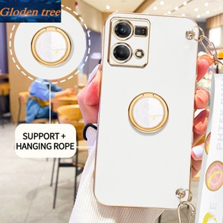 เคสโทรศัพท์มือถือ ลายต้นไม้ Gloden พร้อมขาตั้ง และสายคล้อง สําหรับ OPPO Reno 7 Reno 8 4G F21 Pro 4G