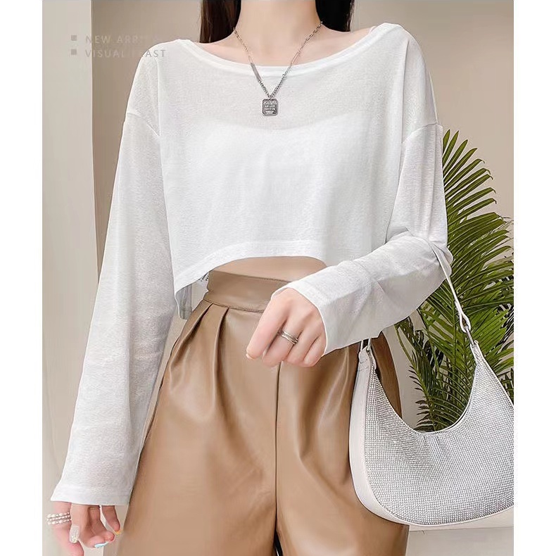 เสื้อยืดแขนยาว ผ้าตาข่าย ฉลุลาย กันแดด ทรงหลวม ขนาดใหญ่ รับน้ําหนักได้ 150 กิโลกรัม แฟชั่นฤดูร้อน สําหรับผู้หญิง
