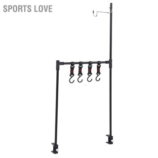  Sports Love ชั้นวางแคมป์ปิ้งแบบพับได้ Desktop Storage Stand Rack แขวนออแกไนเซอร์พร้อมที่แขวนแสงสำหรับปิคนิคบาร์บีคิวกลางแจ้ง