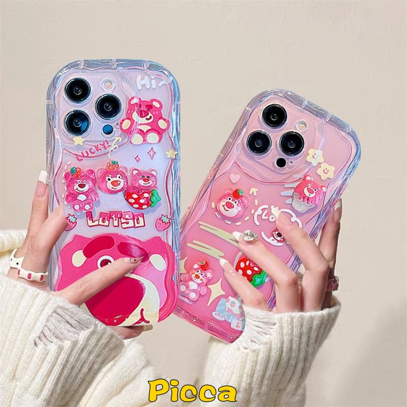 เคสโทรศัพท์มือถือ ลายการ์ตูนหมีสตรอเบอร์รี่น่ารัก 3D DIY สําหรับ Vivo Y35 Y02 Y91 Y33s Y21s Y21 Y15s Y12s Y91C Y20 Y11 Y17 Y22s Y20s Y22 Y36 Y12 Y15 Y16 Y20i Y21A Y30 Y31 Y51 Y50 Y15A Y12i