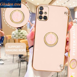 เคสโทรศัพท์มือถือ ลายต้นไม้ Gloden พร้อมขาตั้ง และสายคล้อง สําหรับ Samsung Galaxy A31 A51 A71 4G M51 M31 Prime M30S